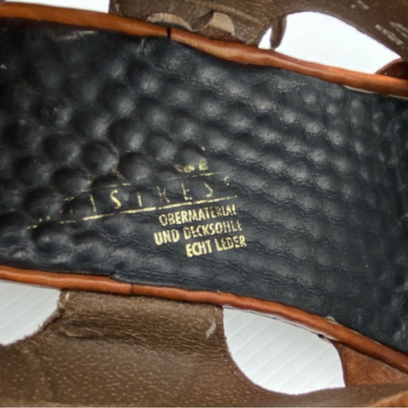 Rieker Sandals Brown Leather Sz 37 - Sz 6 Open Toed Lace Up Ankle Strap - Picture 9 of 11